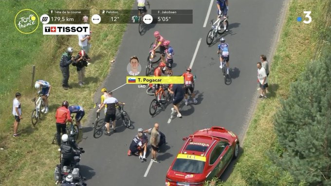 girodociclismo.com.br tadej pogacar envolvido em acidente no inicio da 12a etapa do tour de france assista o video image 2