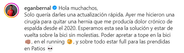 girodociclismo.com.br egan bernal sofre delicada cirurgia na coluna espero que eu possa voltar a andar de bicicleta image 3
