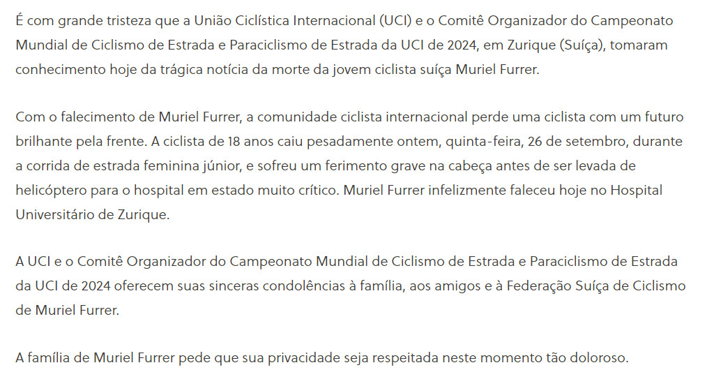 girodociclismo.com.br morre ciclista suica que sofreu grave acidente no mundial de zurique image 3