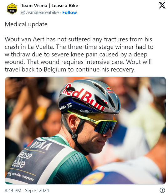 girodociclismo.com.br visma lease a bike atualiza situacao de wout van aert apos grave queda o ferimento requer cuidados intensivos image 1