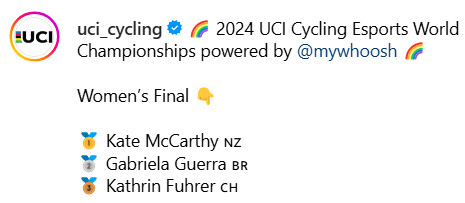 girodociclismo.com.br ciclista brasileira gabriela guerra e vice campea mundial de e sports neozelandesa kate mccarthy vence competicao image 6