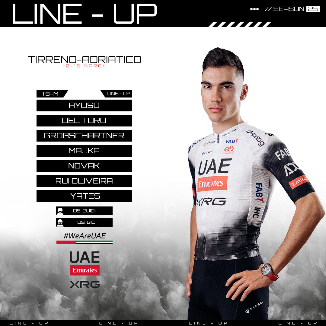 girodociclismo.com.br uae emirates xrg revela forte equipe para a tirreno adriatico com juan ayuso e adam yates dividindo a lideranca image