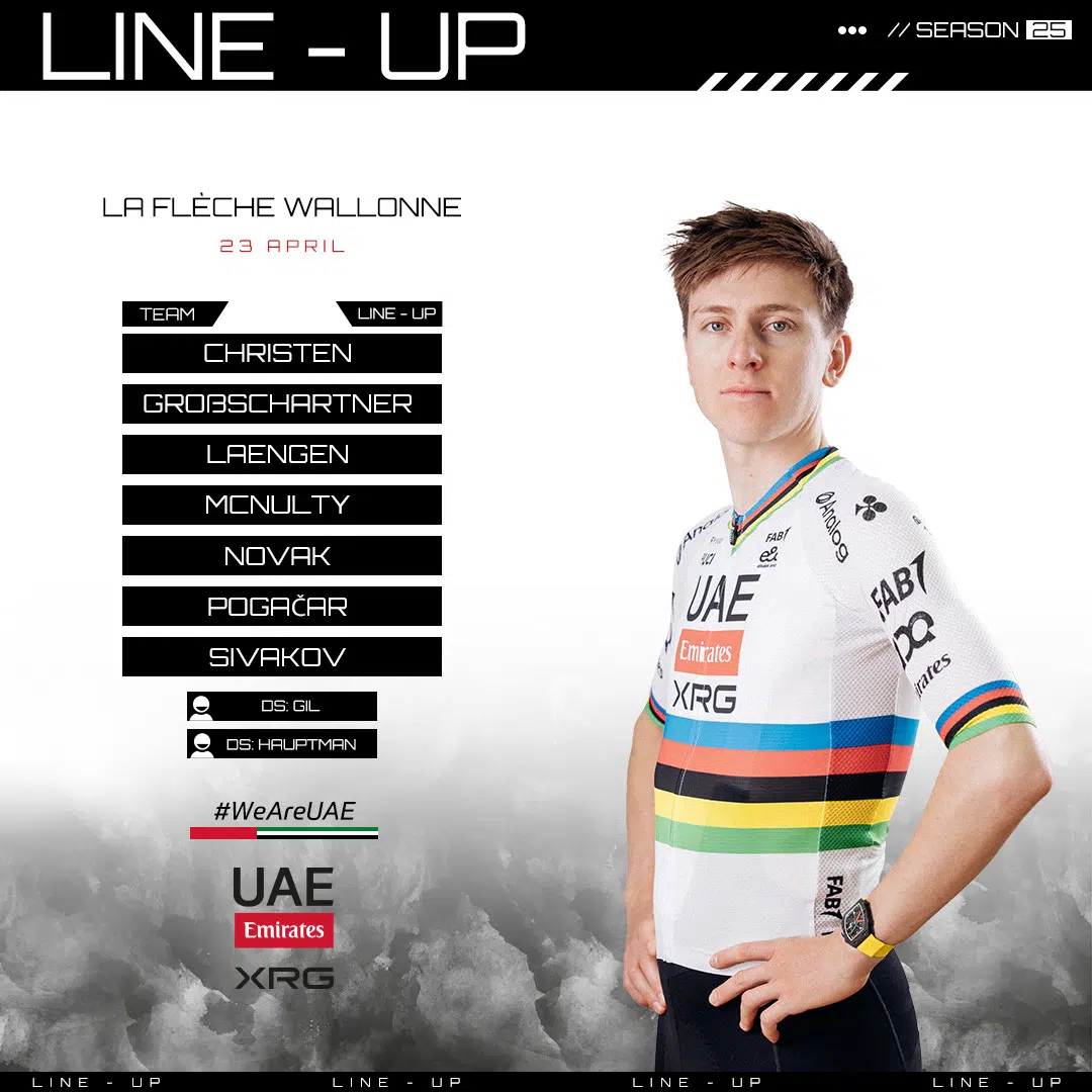 UAE Emirates anuncia equipe para a Flèche Wallonne, Tadej Pogacar confirmado com forte equipe de apoio 2 girodociclismo.com.br uae emirates anuncia equipe para a fleche wallonne tadej pogacar com forte equipe de apoio em busca da 2a vitoria na prova image