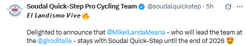 Soudal Quick-Step renova contrato do capitão da equipe no Giro d'Italia, ciclista é o principal gregário de Remco Evenepoel; assista o vídeo 1 girodociclismo.com.br soudal quick step renova contrato do capitao da equipe no giro ditalia ciclista e o principal gregario de remco evenepoel image