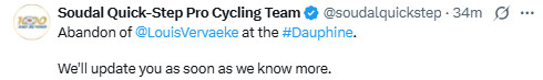 Remco Evenepoel sofre revés no Critérium du Dauphiné, ciclista perde um dos seus principais gregários após queda 2 girodociclismo.com.br remco evenepoel sofre reves no criterium du dauphine ciclista perde um dos seus principais gregarios apos queda image 2