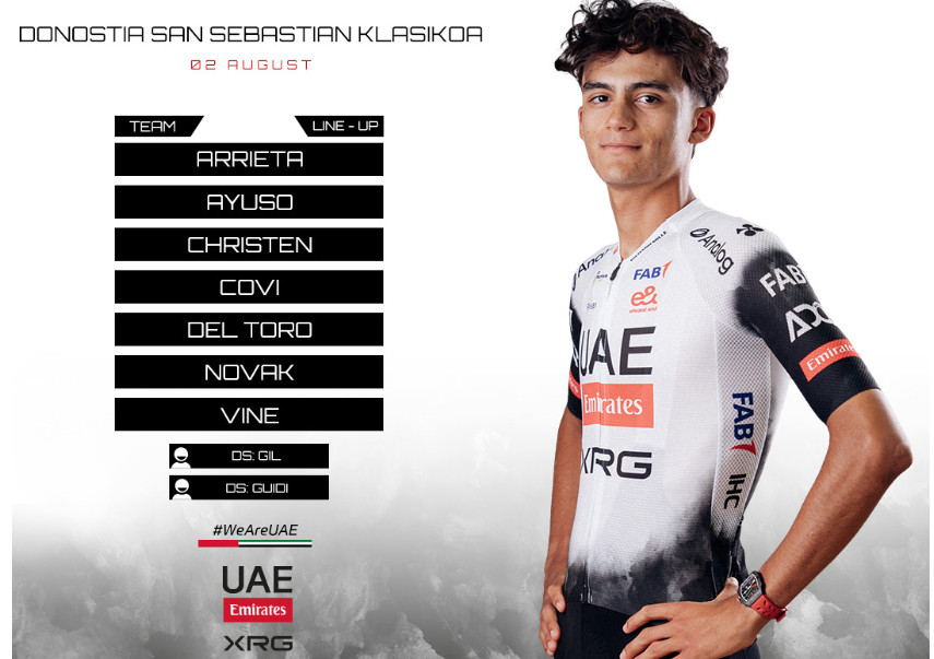 UAE Emirates anuncia equipes para as clássicas do final de semana, Juan Ayuso e Isaac del Toro confirmados na liderança 2 girodociclismo.com.br uae emirates xrg anuncia equipes para a clasica san sebastian e o circuito de getxo image 3