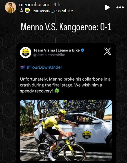 girodociclismo.com.br ciclista da visma lease a bibe tem fratura confirmada apos queda equipe faz anuncio oficial e atleta mantem o bom humor menno versus canguru 0 1 image 2