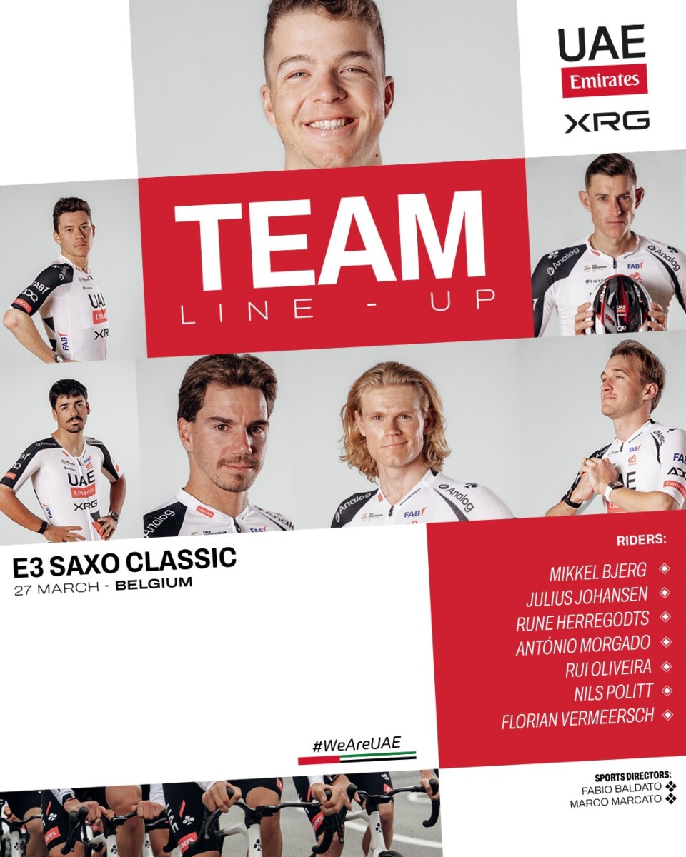 girodociclismo.com.br uae emirates anuncia equipe para a e3 saxo classic sem isaac del toro confira a equipe para o mini tour de flandres image