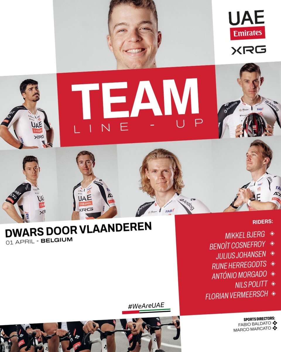 girodociclismo.com.br uae emirates xrg anuncia escalacao para a dwars door vlaanderen com lideranca de florian vermeersch image