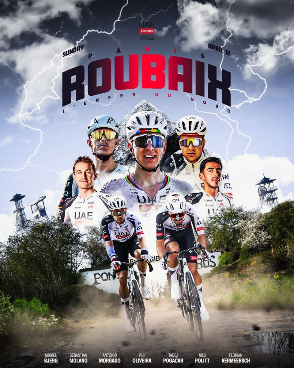 girodociclismo.com.br uae emirates apresenta equipe para a paris roubaix tadej pogacar com forte apoio em busca do titulo inedito image