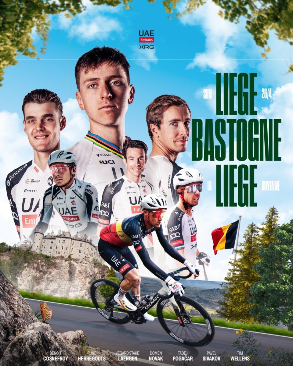 UAE Emirates revela forte equipe para Liège-Bastogne-Liège, Tadej Pogacar lidera poderoso esquadrão em busca de marca histórica 4 girodociclismo.com.br uae emirates revela equipe para liege bastogne liege tadej pogacar lidera forte time em busca de marca historica image