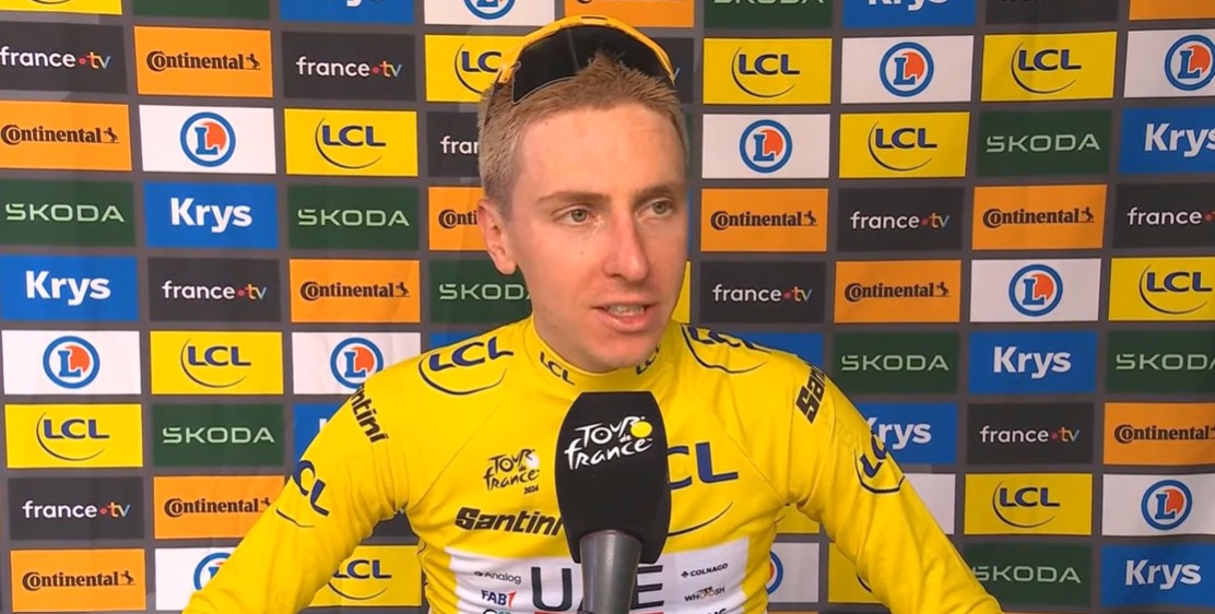 Tadej Pogacar lamenta a grande queda no Tour de France e projeta o final de semana "fiz um reconhecimento com o Isaac del Toro", assista o vídeo 1 girodociclismo.com.br tadej pogacar respira aliviado apos grande queda e projeta os desafios dos vosges image 1