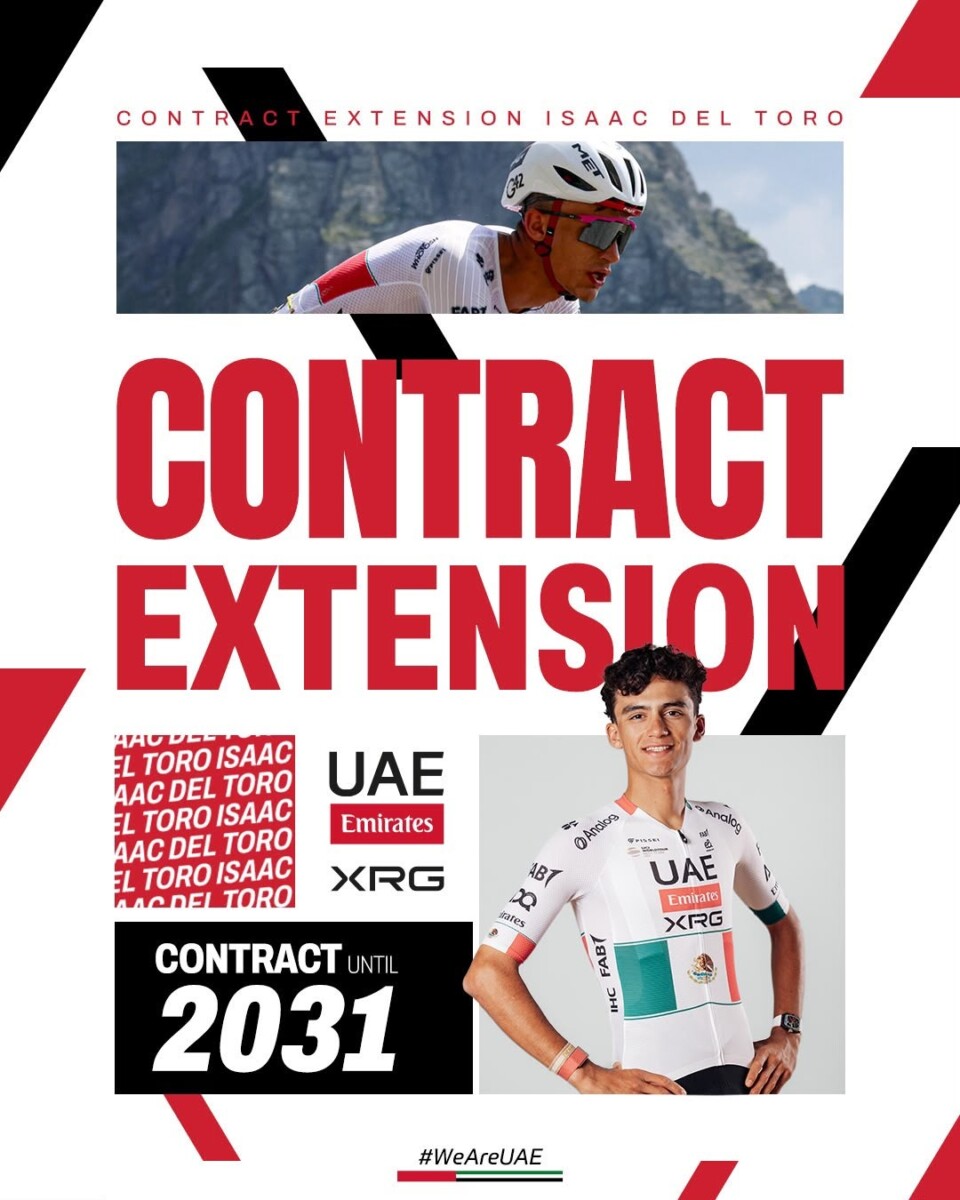 UAE Emirates anuncia um novo e longo contrato para Isaac del Toro, "o melhor ainda está por vir" afirma o mexicano 3 girodociclismo.com.br uae team emirates xrg renova contrato de isaac del toro ate 2031 image 1