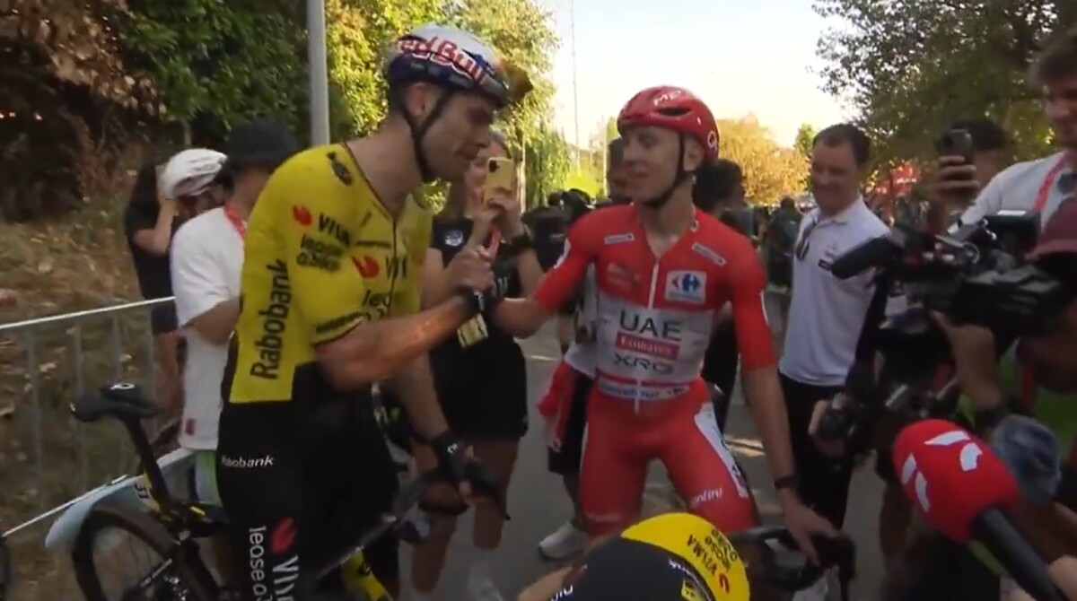 girodociclismo.com.br vuelta a espana 2026 tadej pogacar se desculpa com wout van aert apos a 2a etapa assista o video image